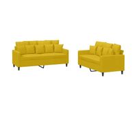 vidaxl juego de sofas con cojines 2 piezas terciopelo amarillo