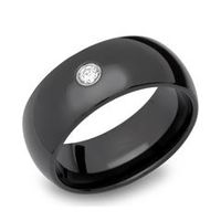 anillo tungsteno pulido circonita negra