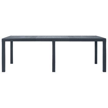 Mesa De Jardín | Mesa De Exterior De Plástico Aspecto Ratán Gris 220x90x72 Cm