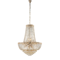 lampara de arana wagner en hierro y laton dorado con pedreria 11 luces 142 o62 bl266-11-or