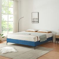 cama doble lilla con revestimiento de terciopelo 180x200 cm - azul encasa