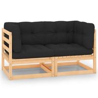 2 piezas sofas de jardin  sofa de exterior con cojines madera maciza de pino cfw95395