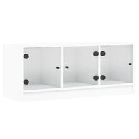 mueble de tv con puertas de vidrio blanco 102x37x42 cm vidaxl