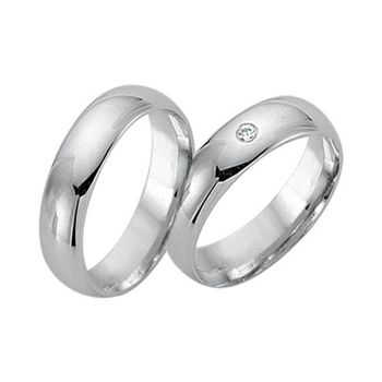Alianzas 8 quilates oro blanco con diamante