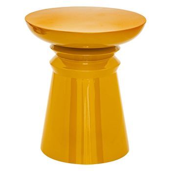 Jaya Mesa Auxiliar Tótem De Metal Amarillo Mostaza D38cm