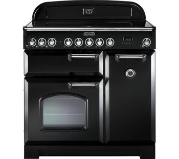 RANGEMASTER Classic Deluxe 90 Electric Range Cooker - Black & Chrome, Black