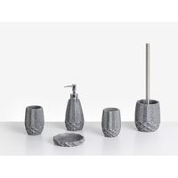 conjunto de 5 accesorios de bano jabonera dispensador de jabon escobilla de inodoro vaso soporte para cepillos de dientes gris samiria