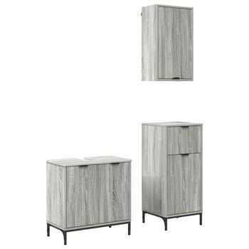 Juego De Muebles De Baño | Armario De Baño 3 Piezas Gris Sonoma Madera Contrachapada