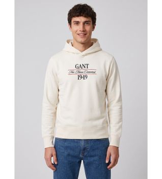 Gant para hombre. 2067157 Sudadera Gráfica con Capucha blanco crema (XL), Casual, Algodón