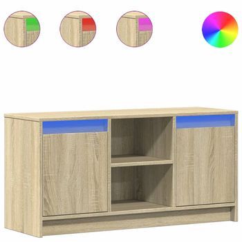 Mueble De Tv | Mueble De Salón | Gabinete De Tv Led Madera De Ingeniería Roble Sonoma 100x34x50 Cm