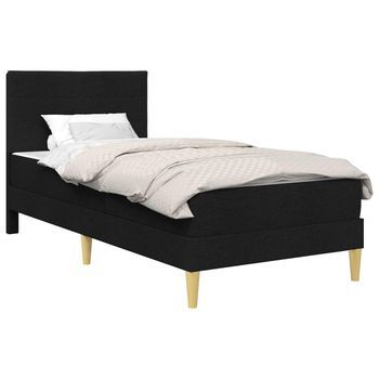 Estructura De Cama Con Colchón Negro 90 X 190 Cm Tela Vidaxl