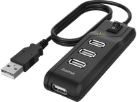 hub - hama 00200118 de 1x usb 20 a 4x 20 18 m 480 mbps negro