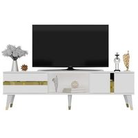 mueble tv vania blanco oro
