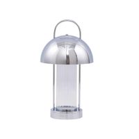 lampara de mesa led de metal plateado