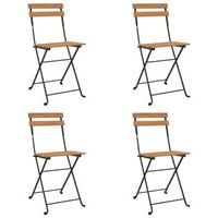 pack 4 uds sillas cafeteria plegables acero y madera maciza de teca
