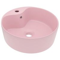 lavabo lujo con rebosadero ceramica rosa mate 36x13 cm vidaxl