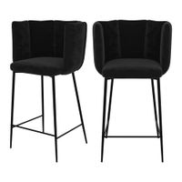 set de 2 sillas para isla de cocina de terciopelo negro 65 cm