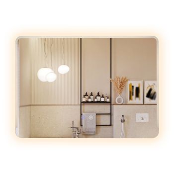 Costway Espejo LED 70x50 cm Para Baño Con Luz Antivaho y 3 Colores Regulables Plata