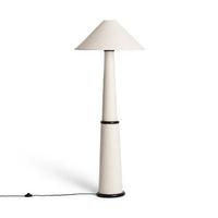 lampara de pie madera y tela lombe blanco