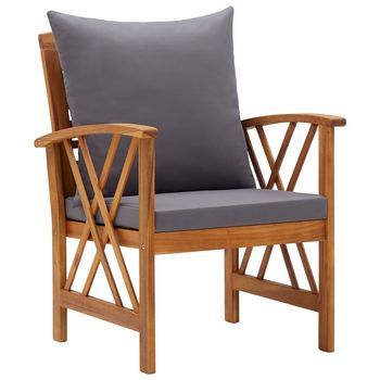 Pack 2 Uds Sillas De Jardín | Silla De Exterior | Sillón Con Cojines Madera Maciza Acacia
