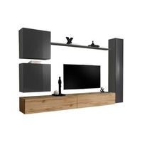 conjunto de muebles para tu salon switch viii mueble de tv de pared de diseno en color roble wotan y gris brillante