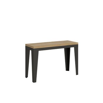 Mesa tipo libro 120x45/90 cm efecto madera roble natural, hierro