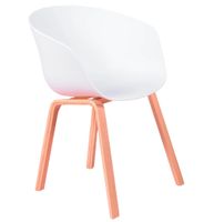 silla con asiento de plastico y patas de madera de haya blanco