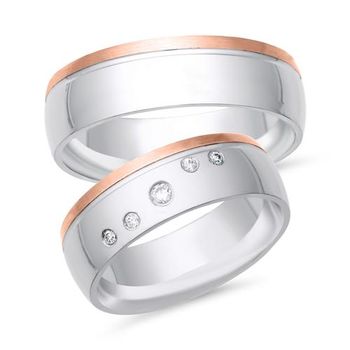 Alianzas 8 quilates oro blanco-rojo 5 diamantes