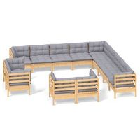 juego de muebles de jardin 13 pzas y cojines madera maciza pino vidaxl