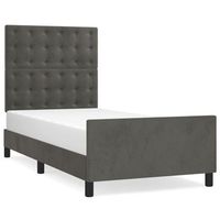 estructura cama con cabecero terciopelo gris oscuro 100x200 cm