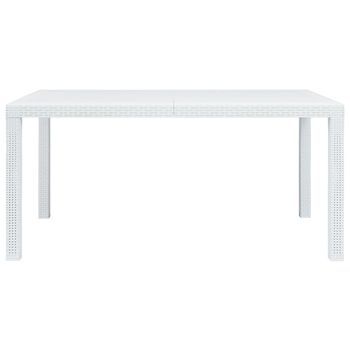 Mesa De Jardín | Mesa De Exterior Plástico Aspecto De Ratán Blanco 150x90x72 Cm