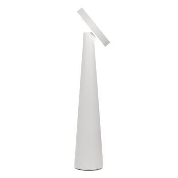 Lámpara De Mesa Recargable Zafferano Angelina: Inalámbrica, Cabezal Ajustable, Control Táctil, Diseño Interior Moderno, Color Gris Claro.