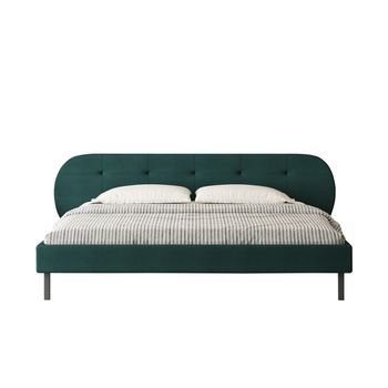 Tulsa Cama Tapizada 140x190cm Verde Con Cabecero Y Somier