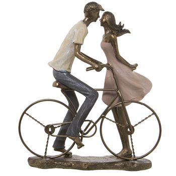 Figura Resina Pareja Con Bicicle Ta