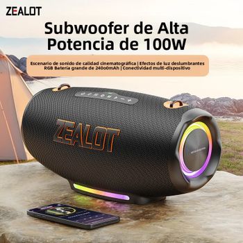 Zealot_S127 100W subwoofer portátil altavoces Bluetooth tarjeta TF estéreo envolvente para exteriores altavoz impermeable caja de sonido inalámbrica