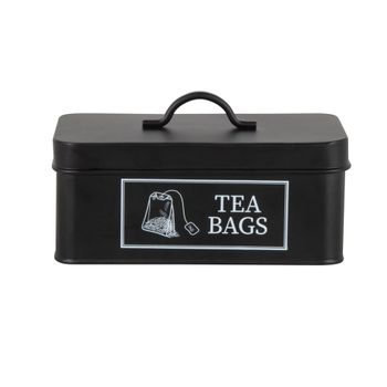 Caja de té de metal negro