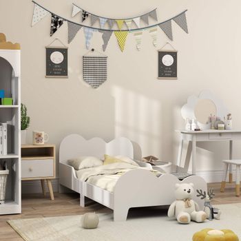Cama Para Niños De +3 Años 140x70 Cm Carga 80 Kg Blanco Aiyaplay
