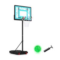 costway canasta de baloncesto para piscina con tablero led 8 alturas ajustables base rellenable portatil 745 x 54 x 197 cm negro