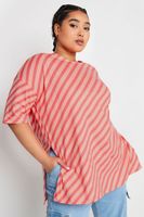 yours camiseta amplia de rayas rosas diagonales mujer curvy y tallas grandes yours