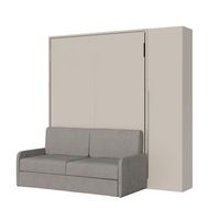 cama abatible francesa vertical versia sofa 140 con sofa estante y armario de 1 puerta a la derecha clay