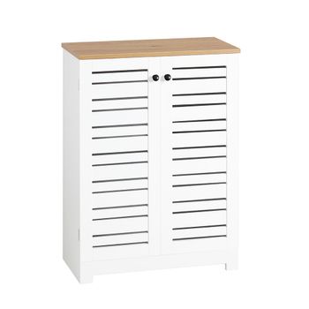 Armario auxiliar para baño con 2 estantes y 2 puertas madera blanco
