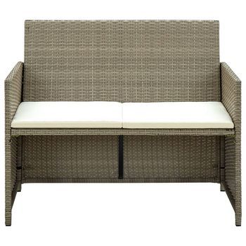 Sofá De Jardín De 2 Plazas | Sofá De Exterior Con Cojines Ratán Sintético Beige