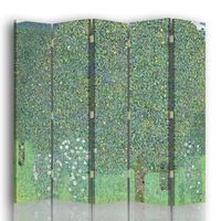 legendarte - biombo rosales debajo de los arboles - gustav klimt - separador de ambientes para interiores cm 180x170 5 paneles