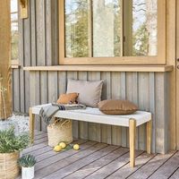 banco de jardin de madera de teca maciza y cuerda beige