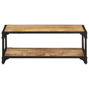 Mesa De Café - Mesa De Centro De Madera Maciza De Mango Rugosa 90x45x35 Cm