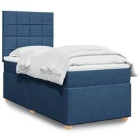 cama para adulto  cama individual  cama box spring con colchon tela azul 100x200 cm cfw67101