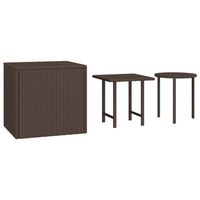 3 uds mesas auxiliares de jardinrmesa para exterioresrmesa de patio ratan sintetico marron
