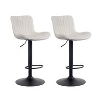 set de 2 taburetes de bar regulable en terciopelo crema