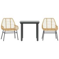 juego de comedor jardin 3 uds ratan sintetico vidrio marron cfw944299