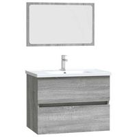 set de muebles de bano  armario de bano 2 piezas madera contrachapada gris sonoma